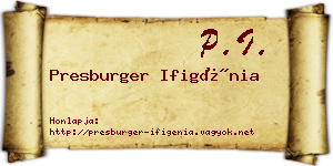 Presburger Ifigénia névjegykártya